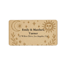 Hemelbruiloft Zon- en Maanontwerp Etiket