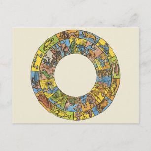 hemeldier, astrologisch dierlijk wiel briefkaart