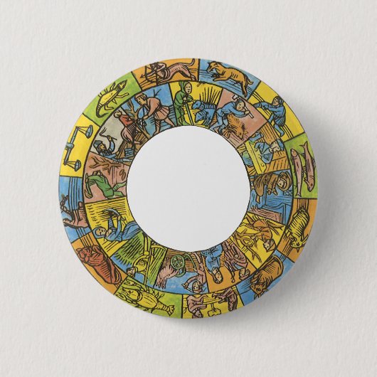  hemeldier, astrologisch dierlijk wiel ronde button 5,7 cm (Voorkant)