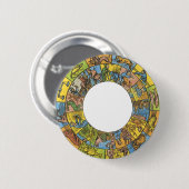  hemeldier, astrologisch dierlijk wiel ronde button 5,7 cm (Voorkant /achterkant)