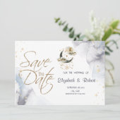 Hemelgouden maansterren save the date (Staand voorkant)