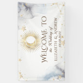 Hemelgouden zon, maan, sterren spandoek (Verticaal)