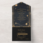  hemelmaansterren bruiloft all in one uitnodiging (Binnen)