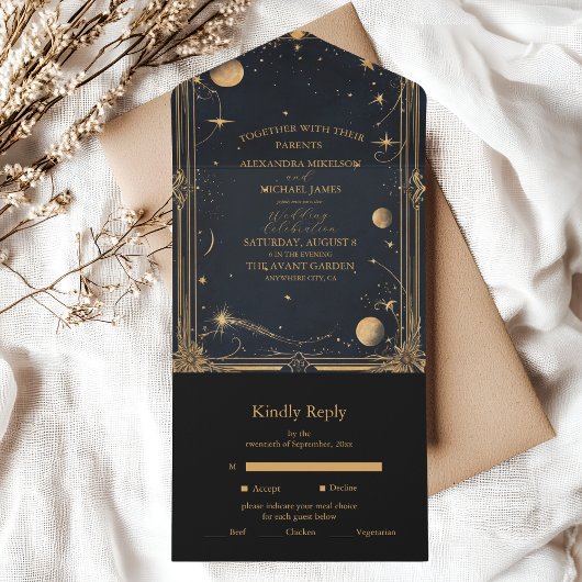  hemelmaansterren bruiloft all in one uitnodiging