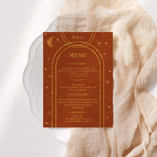  hemelmaansterren bruiloft diner menu kaart