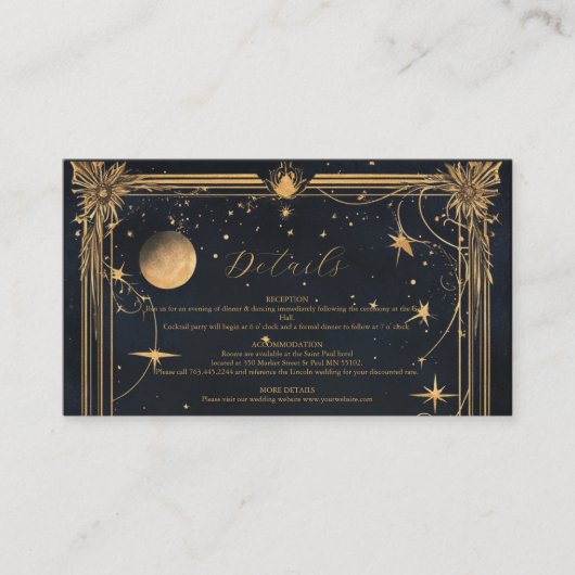 hemelmaansterren bruiloft informatiekaartje (Voorkant)
