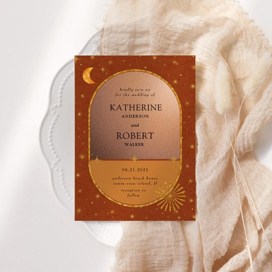 hemelmaansterren bruiloft kaart