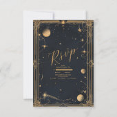  hemelmaansterren bruiloft RSVP kaartje (Voorkant)