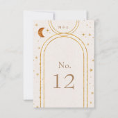 hemelmaansterren trouwtafel nummer RSVP kaartje (Voorkant)