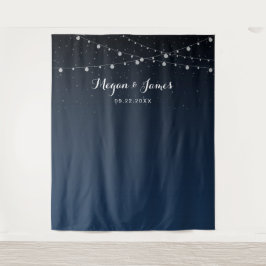 Hemelmarine Blauw Sterrennacht Trouw Achtergrondde Wandkleed