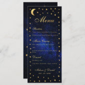 Hemelmenu voor het Huwelijksfeest - Elegante Blauw Menu (Voorkant / Achterkant)