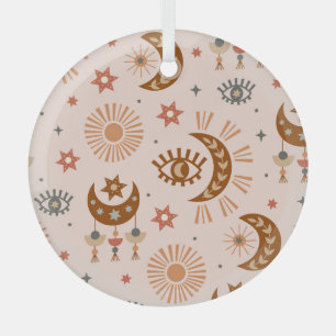 Hemeloog, maan, zonpatroon. glas ornament