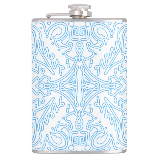 Hemels Azuurblauw Getij Heupfles (Voorkant)