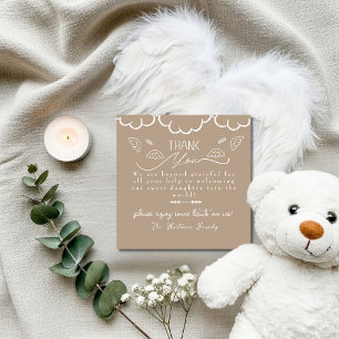 Hemels beige baby Bevalling & NICU Ziekenhuis Bedankkaart