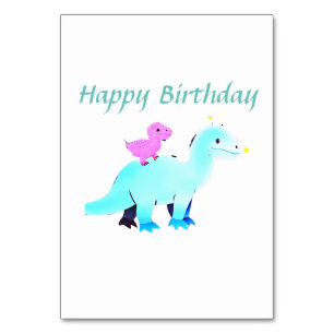 Hemels blauw groene rode aquarel dinosaurus verjaa kaart