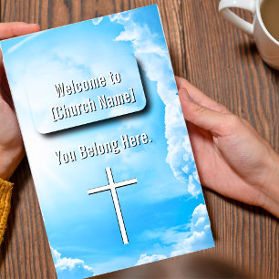 Hemels Blauwe Wolken Kerk Bulletin Flyer