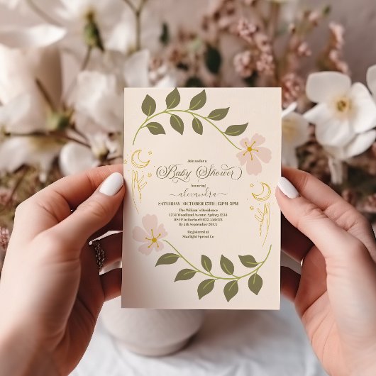  hemels botanisch Baby shower Kaart