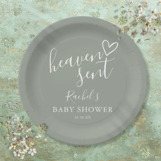 Hemels Gelonden Saliegroen Geslachtsonzijdige Baby Papieren Bordje