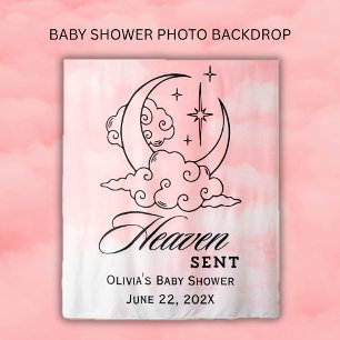 Hemels Gewonden Roze Maan Sterren Baby Shower Wandkleed