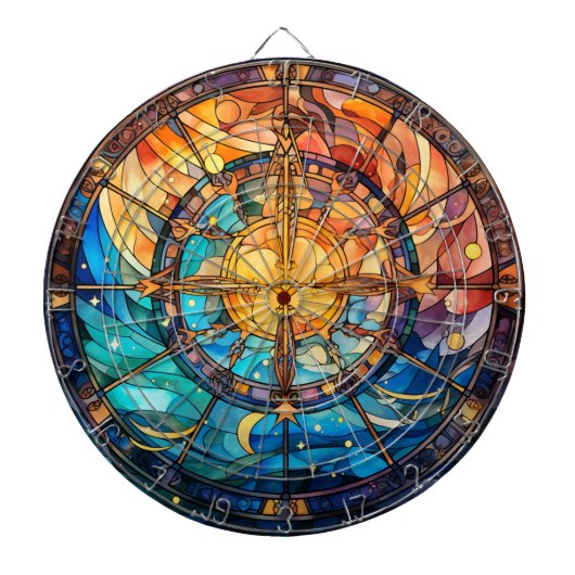 Hemels Glas in lood Dartboard Dartbord (Voorkant)