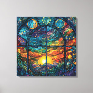 Hemels Glas in lood Kunstwerk Canvas Print