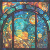Hemels Glas in lood Kunstwerk Vinyl Sticker (Voorkant)