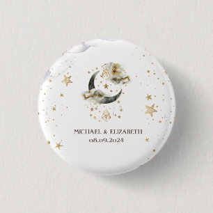 Hemels goud maan sterren  ronde button 3,2 cm