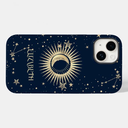 Hemels Goud Zon En Maan Sterren Case-Mate iPhone Case (Achterkant (horizontaal))