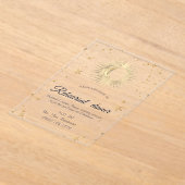 Hemels Goud Zon,Maan,Sterren Waterverf  Acryl Uitnodigingen (Laagn)