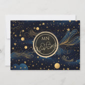 Hemels Gouden Bruiloft Navy Save The Date (Achterkant)