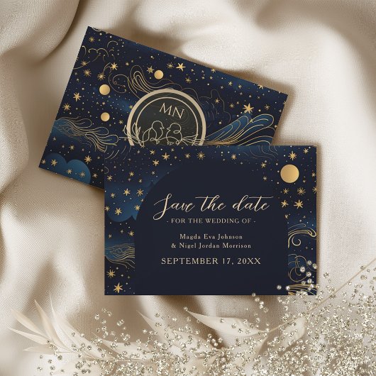 Hemels Gouden Bruiloft Navy Save The Date