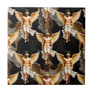 Hemels gouden engelen patroon ontwerp tegeltje