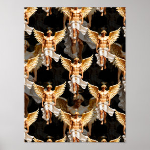 Hemels gouden engelen patroonontwerp poster