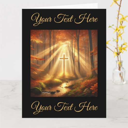 Hemels Gouden Kruis in het Herfstbos Kaart (Gele Bloem)