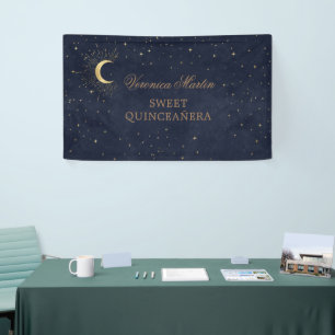 hemels gouden maan Quinceañera welkom middernacht Spandoek