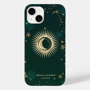 Hemels Gouden Zon En Maan Sterren Groen Case-Mate iPhone 14 Hoesje
