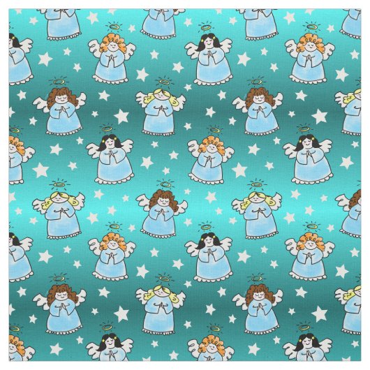 Hemels Kerstengelen Patroon Stof (Swatch)