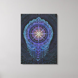 Hemels kompas Mandala Canvas Afdruk