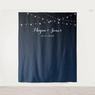 Hemels marineblauw sterrenhemel trouwdecoratie ach wandkleed