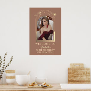 Hemels Mocha Goud 30e Verjaardag Welkom Poster