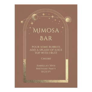 Hemels Mocha Goud Mimosa Bar Zon Maan Sterren Perfect Poster