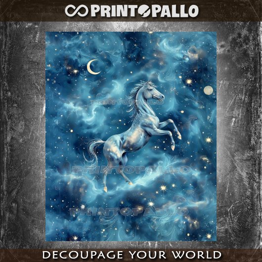 Hemels paard in de ruimte tissuepapier