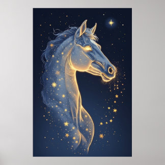 Hemels Paard van de Sterrenlicht Nachtelijke Hemel Poster