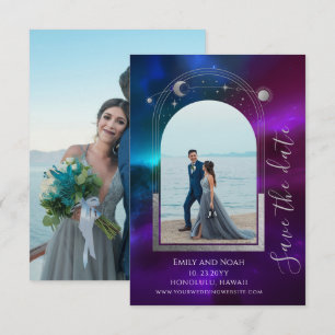 Hemels Paars Turquoise Zon Maan Save The Date