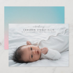 Hemels Pastel Blauw Roze Baby Foto Geboorte Aankondiging