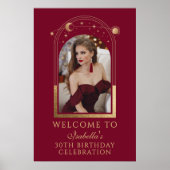 Hemels Rood Goud 30e Verjaardag Welkom Poster (Voorkant)