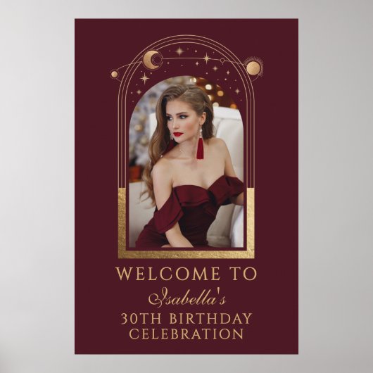 Hemels Rood Goud 30e Verjaardag Welkom Poster (Voorkant)