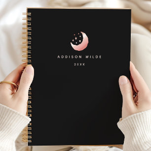 Hemels Roze Goud Halve Maan Sterren Logo Planner