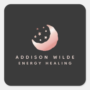 Hemels Roze Goud Halve Maan Sterren Logo Vierkante Sticker