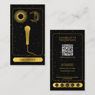 Hemels Tarot Zon Maan Zanger Microfoon Goud Visitekaartje